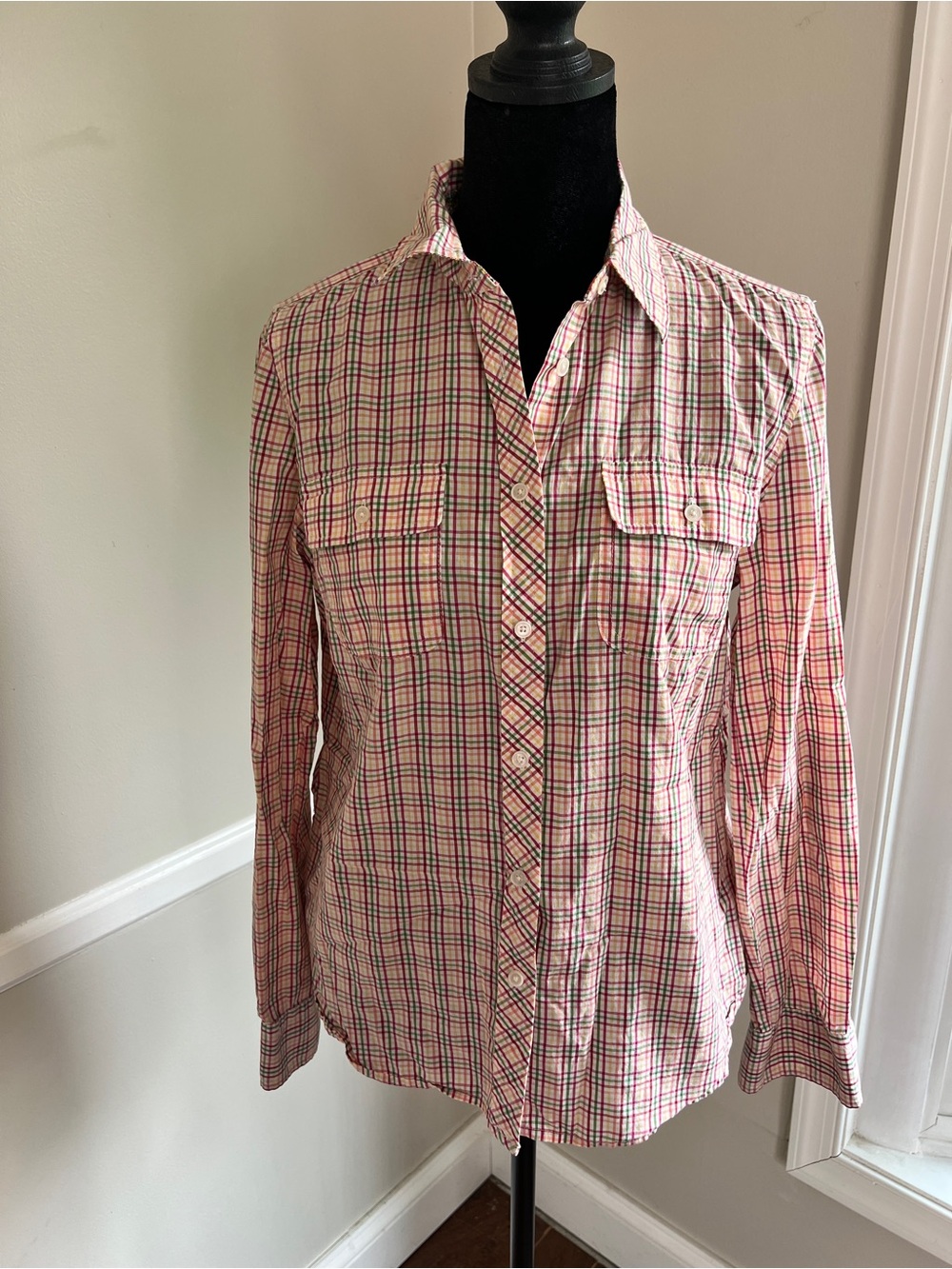 Talbots Pink and White Plaid Button-Down Shirt